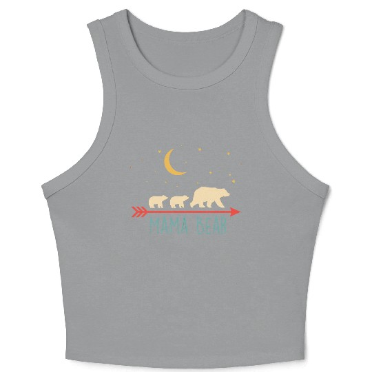Retro Mama Bear With 2 Cubs Crop Tank Top
