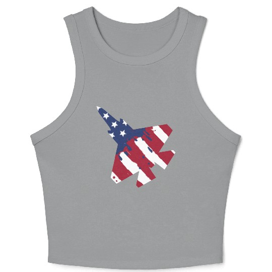 F-35 Lightning Military American Painted Flag Jet Crop Tank Top