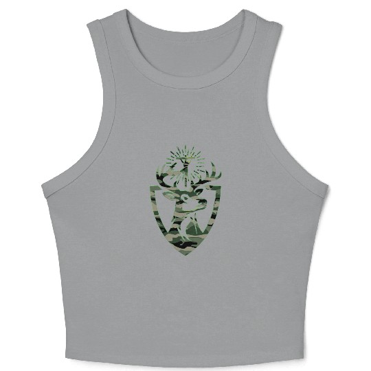 Hubert Hubertus Patron Saint Of Hunters Stag Camo Crop Tank Top