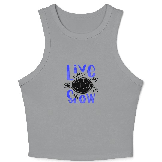 Relax and Live Slow Sea Turtle Beachy Vacation Crop Tank Top