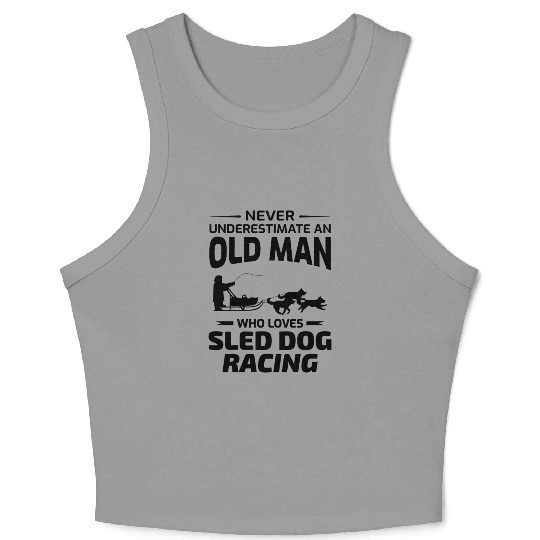 Old Man Husky Sledding Sled Dog Racing Alaskan Crop Tank Top