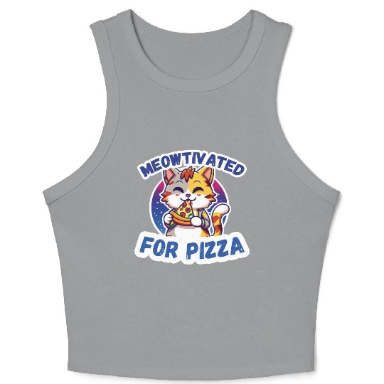 Meowtivated for pizza cat eating pizza Crop Tank Top