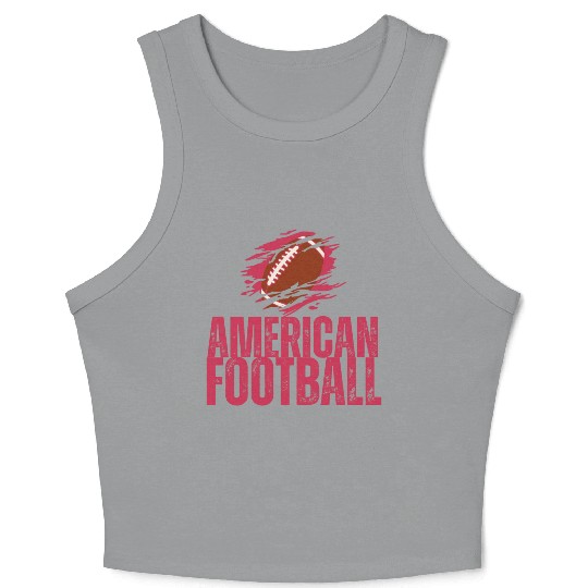 Red American Football Sport Design Game Day Tees Crop Tank Top