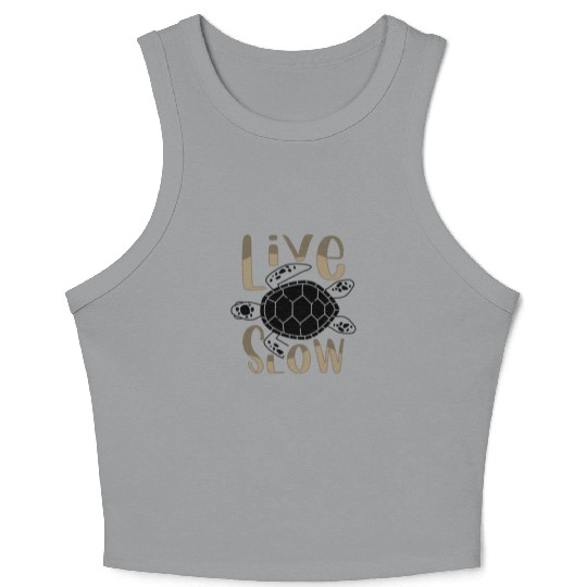 Relax and Live Slow Sea Turtle Beachy Vacation Crop Tank Top