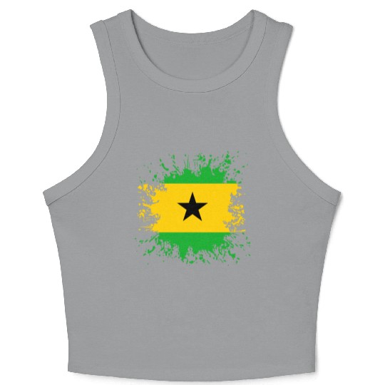 Sao Tome And Principe Flag Paint Splatter Crop Tank Top