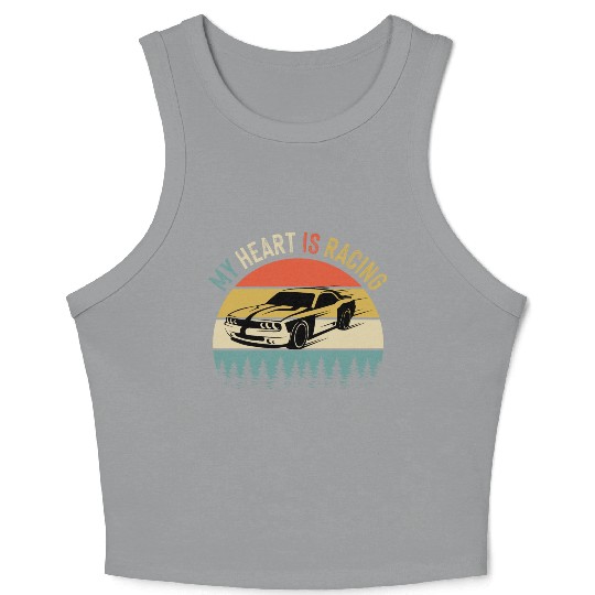 Fathers Day Retro Vintage Speedway Car Racing Crop Tank Top