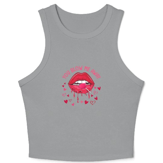 You Blow Me Away Lip Heart Lollipop Valentines Day Crop Tank Top