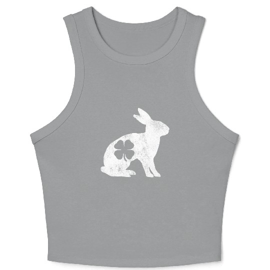 St Patrick's Day Rabbit Bunny Irish Green Shamrock Crop Tank Top