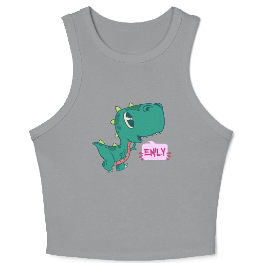 EMILY - Lovely girl name with cute dinosaur Crop Tank Top