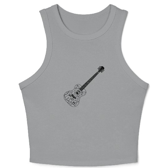 Guitar With Cats Guitar Player Guitar Musician Gui Crop Tank Top