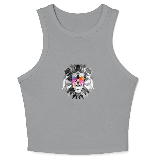 Geometric Art Lion - Geometric Lion Tattoo | Low P Crop Tank Top