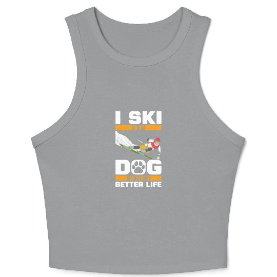 Skiing Skier Dog Crop Tank Top