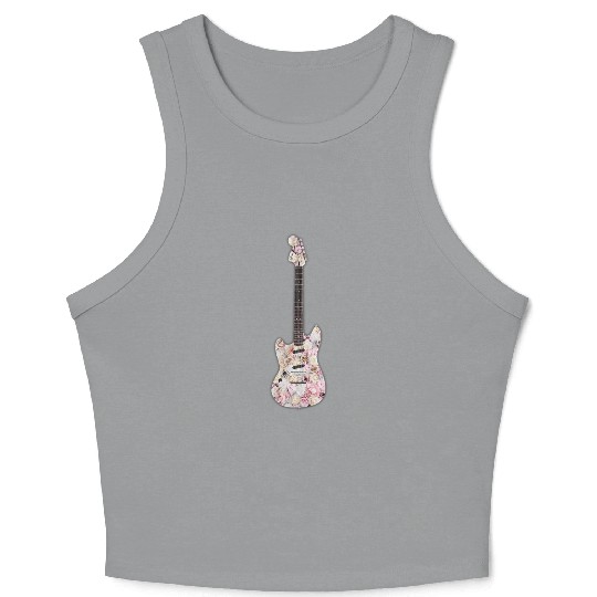 Guitar Flowers Floral Crop Tank Top