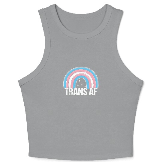 Trans AF Transsexual Transgender Pride Flag Rainbo Crop Tank Top
