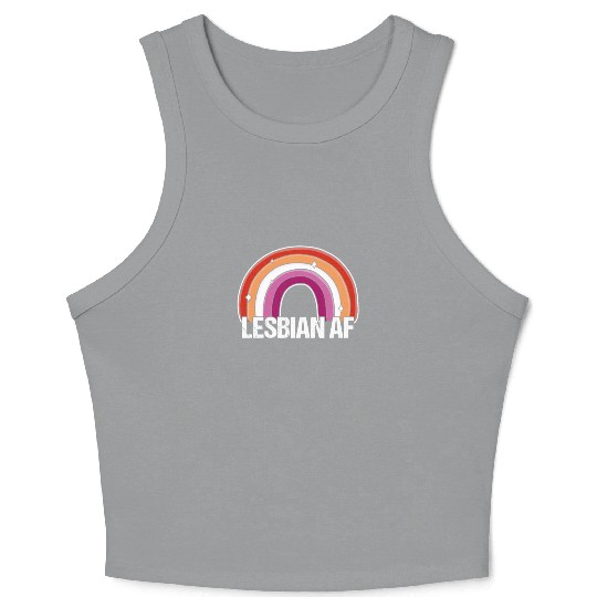 Lesbian AF Gay Girls Pride Flag Rainbow Crop Tank Top