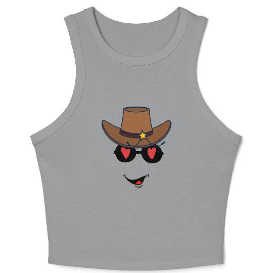 FUNNY COWBOY FACE Crop Tank Top