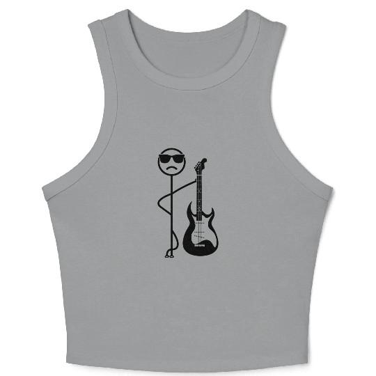 Funny Guitar Player Stick Figure Bass Guitarist St Crop Tank Top