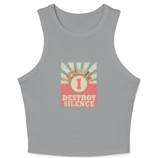 I Destroy Silence Drummer Band Music Beat Drum Crop Tank Top