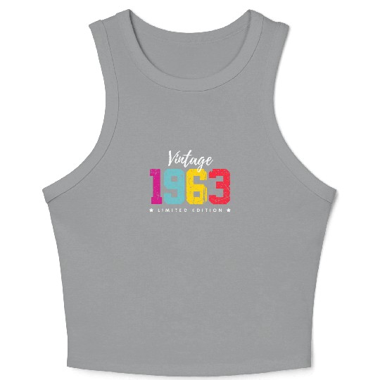 60 Years Vintage 1963 Retro 60th Birthday Crop Tank Top