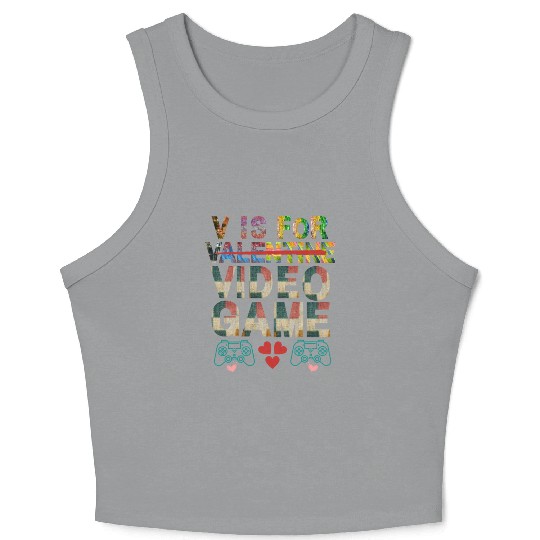 V is for not valentine video game Apparel Crop Tank Top