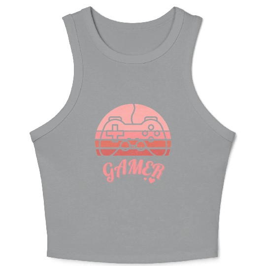 Pink Retro Gamer Valentine Day Crop Tank Top