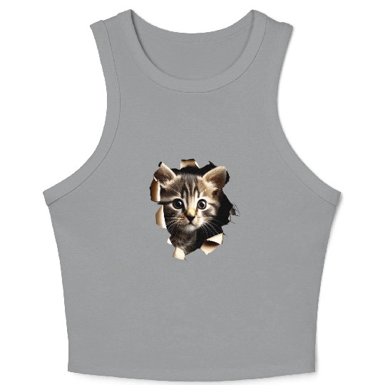 Cat Art Design Cute Cat Mom Meow Paws I Love Cats Crop Tank Top