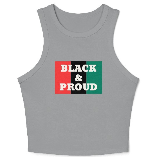 Black and Proud on a Red, Black, and Green Colors Crop Tank Top