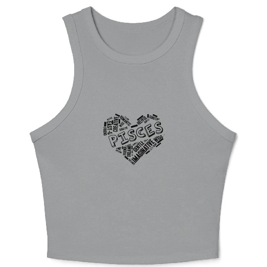 Pisces Heart Word Cloud Doodle Astrology Zodiac St Crop Tank Top