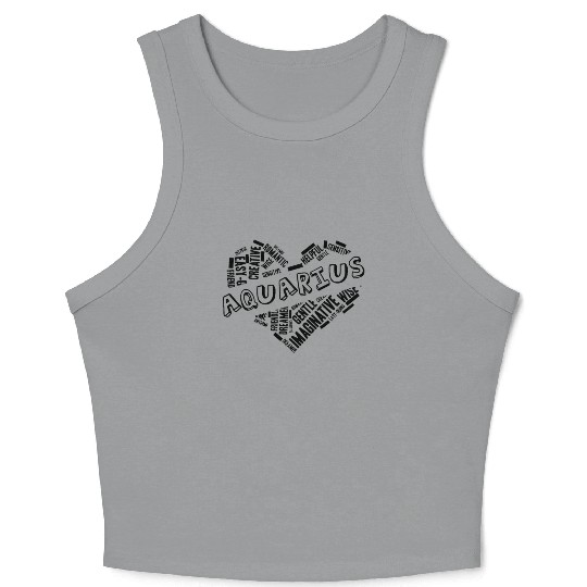 Aquarius Heart Word Cloud Doodle Astrology Zodiac Crop Tank Top