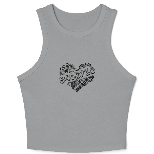 Scorpio Heart Word Cloud Doodle Astrology Zodiac S Crop Tank Top