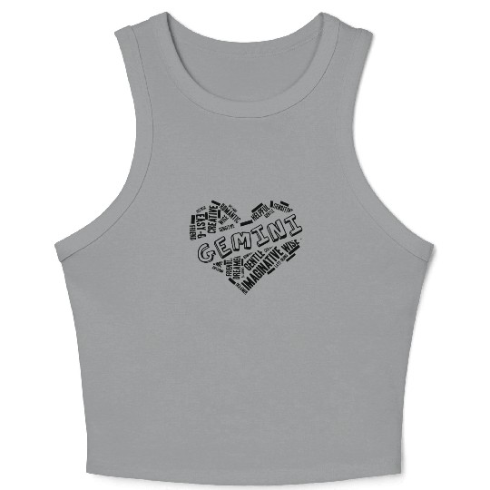 Gemini Heart Word Cloud Doodle Astrology Zodiac St Crop Tank Top