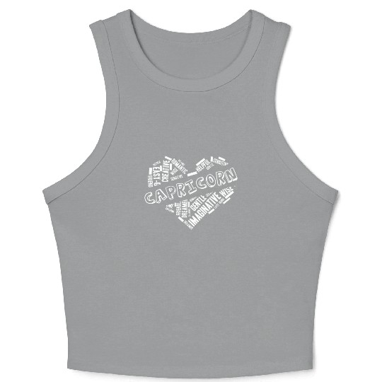 Capricorn Heart Word Cloud Doodle Astrology Zodiac Crop Tank Top
