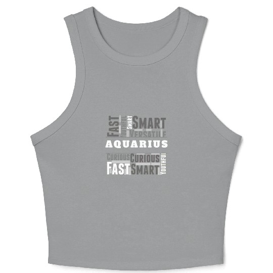 Aquarius Zodiac Star Sign Word Cloud Square Monoch Crop Tank Top