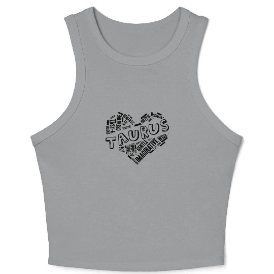 Taurus Heart Word Cloud Doodle Astrology Zodiac St Crop Tank Top