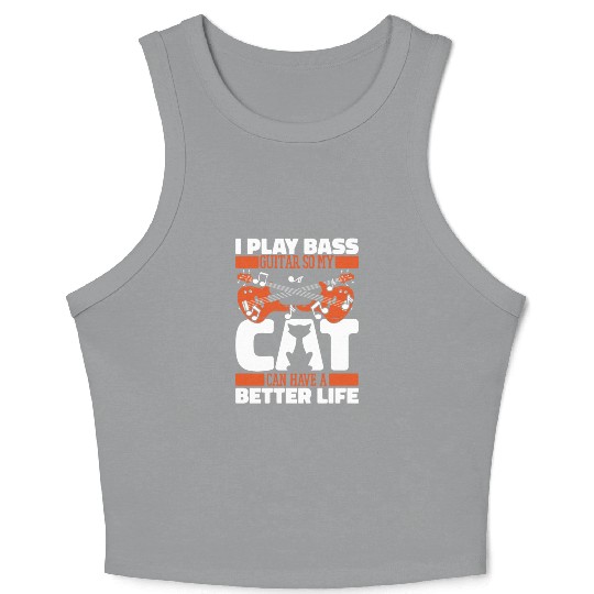 Bass Guitar Bassist Cat Crop Tank Top