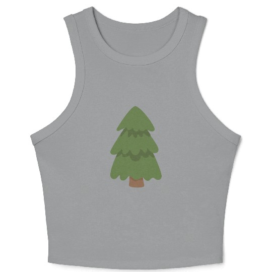 Cartoon Evergreen Tree Crop Tank Top