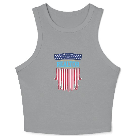 Proud American Patriotic USA Flag Realtor Real Est Crop Tank Top
