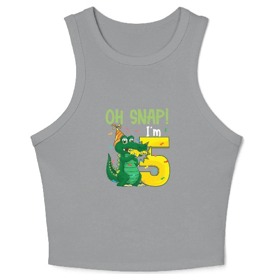 Oh Snap I'm 5 Crocodile 5th birthday Alligator Crop Tank Top