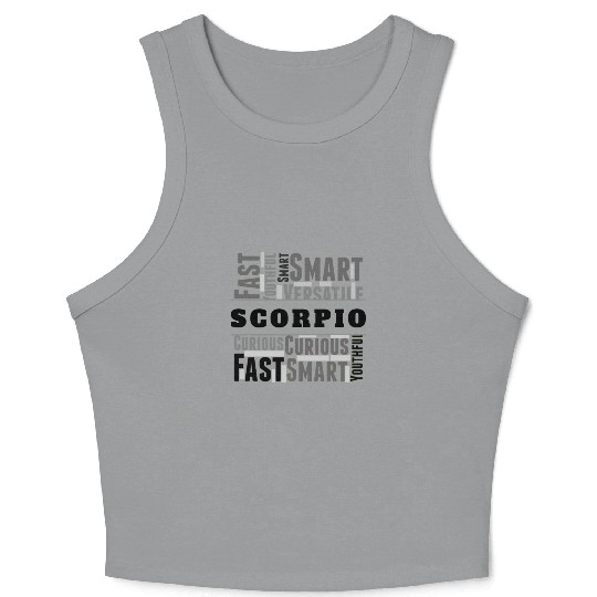 Scorpio Zodiac Star Sign Word Cloud Square Monochr Crop Tank Top
