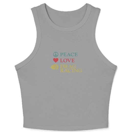 Drag Racing Race Car Girl Peace Crop Tank Top