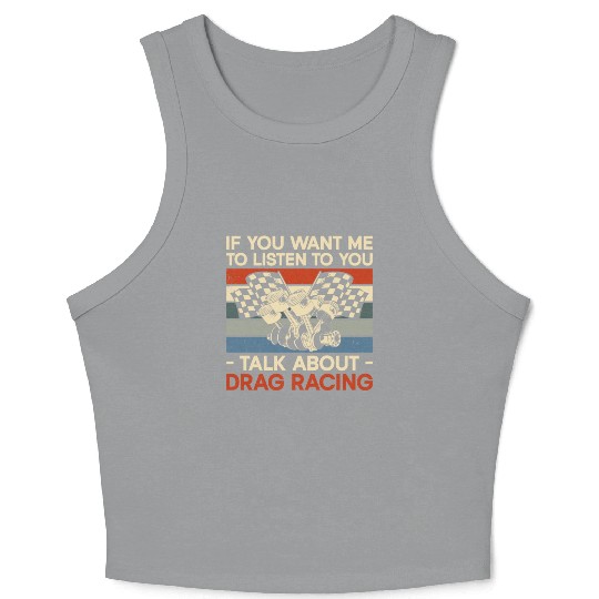 Drag Racing Race Car Retro Vintage Crop Tank Top