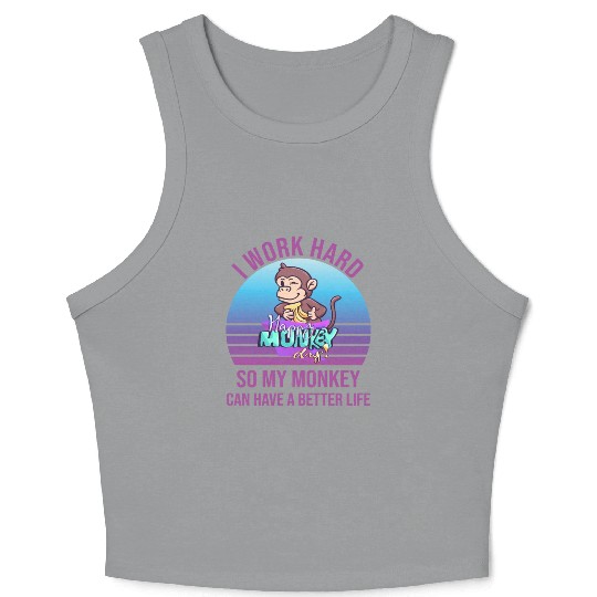 working monkey monkeys office saying Crop Tank Top