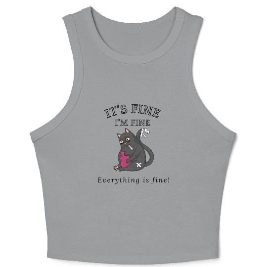 Women's I'm Fine Everything is Fine Crop Tank Top