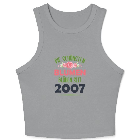 Born In 2007 Flowers Saying Birthday Gift Crop Tank Top