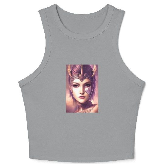 Warrior princess wearing gothic plate dark fantasy Crop Tank Top