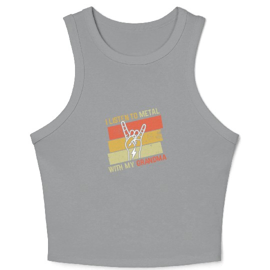 Vintage Metal With Grandmom Metal Kid Music Lover Crop Tank Top