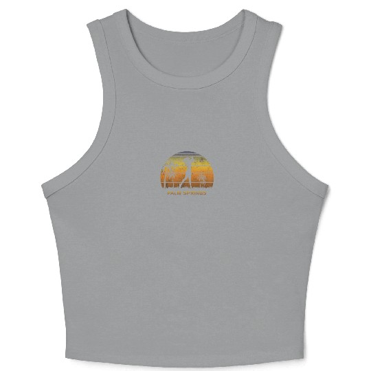 Retro Palm Springs Women's Golf Golfing Fan Crop Tank Top