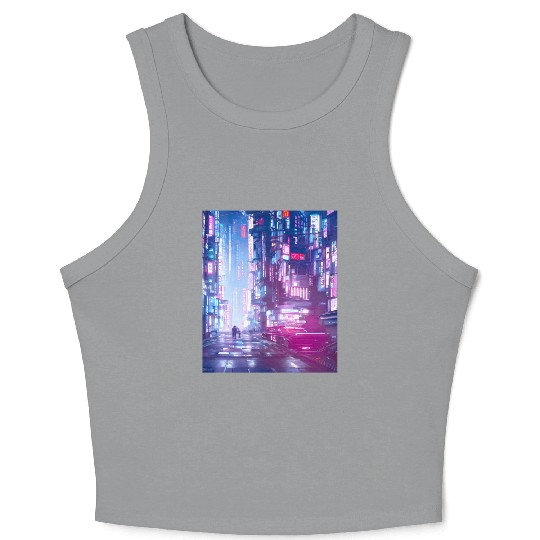 Cyberpunk Vaporwave Anime Japan Cyber synthwave Crop Tank Top