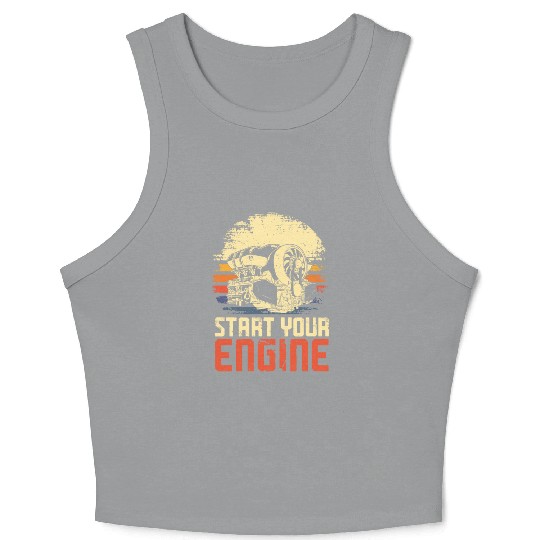 Drag Racing Race Car Retro Vintage Crop Tank Top
