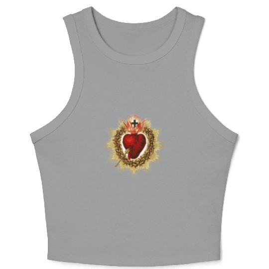 Sacred Heart of Jesus Christ Catholic Blessing Art Crop Tank Top